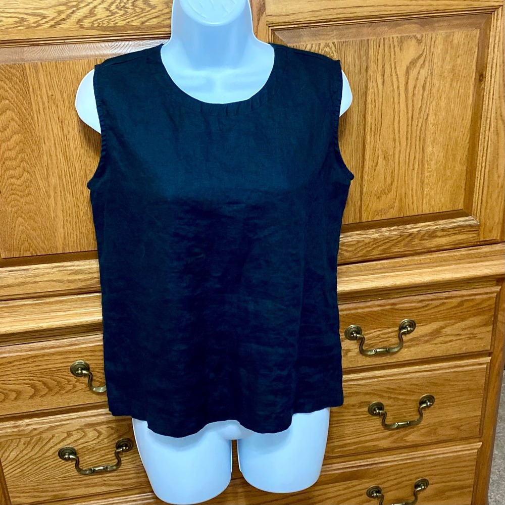 Quince 100% European Linen Tank Black Top Womens Sz S Breathable Boho‎ Layering